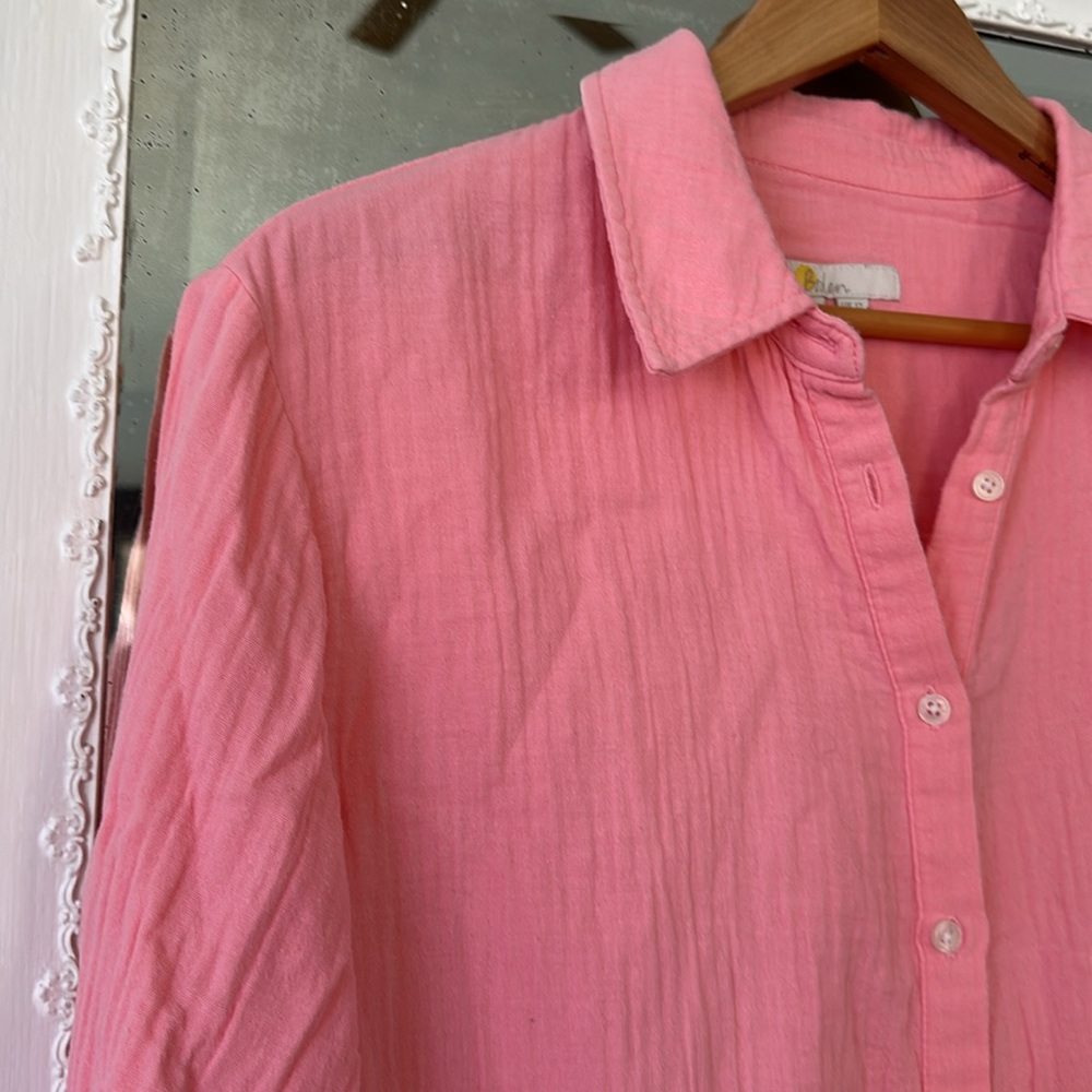 Boden Cotton Texture Shirt in Pink - Picture 3 of 10